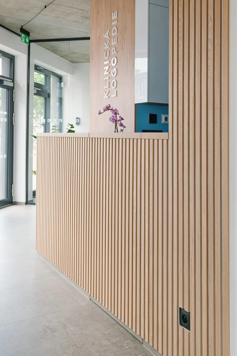 Interiér ordinací, recepce a čekárny — Klinika logopedie Prostějov, Prostějov, truhlářská výroba na míru (foto 31)